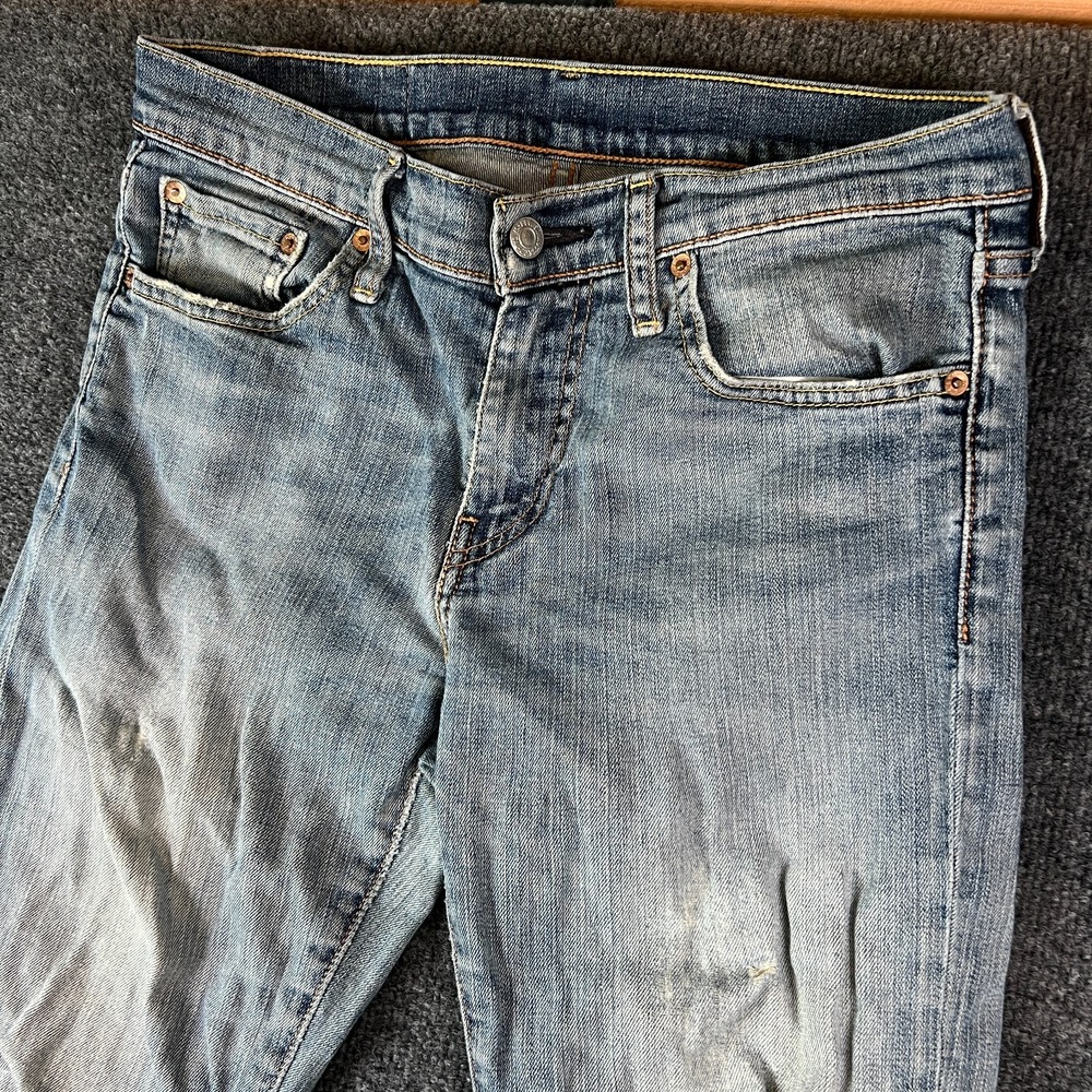 Levi's 511 Jeans Mens 31x30.5 Blue Denim Low Rise Slim Fit Skinny Leg Distressed